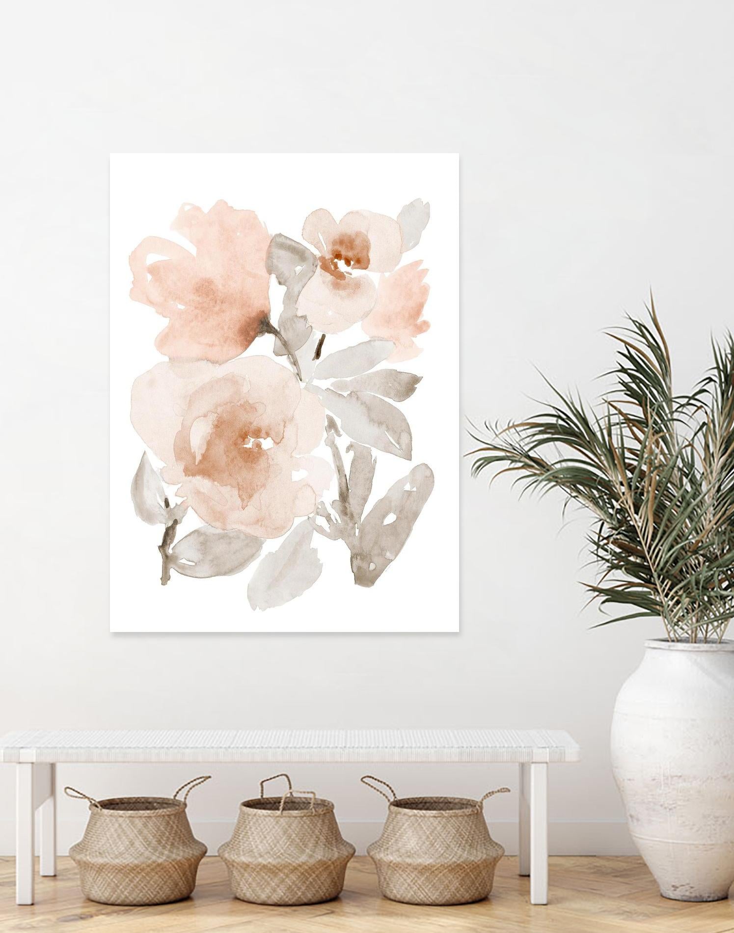 Peach Tranquil Florals I by Lanie Loreth on GIANT ART - peach floral