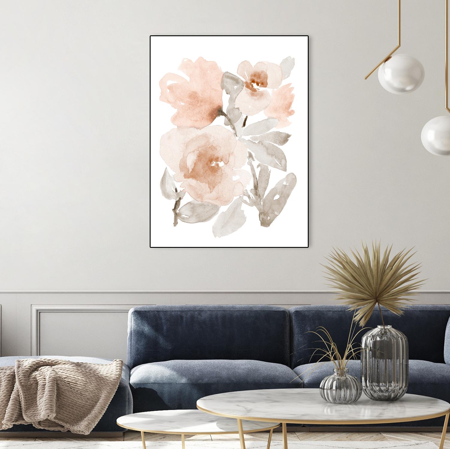 Peach Tranquil Florals I by Lanie Loreth on GIANT ART - peach floral