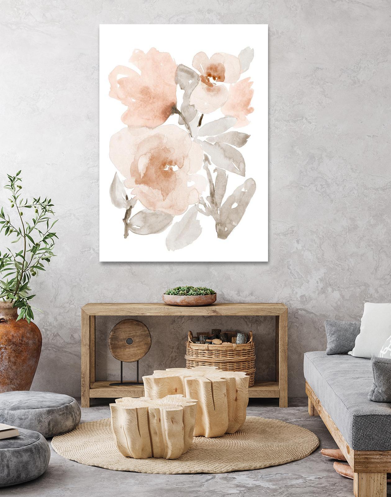 Peach Tranquil Florals I by Lanie Loreth on GIANT ART - peach floral