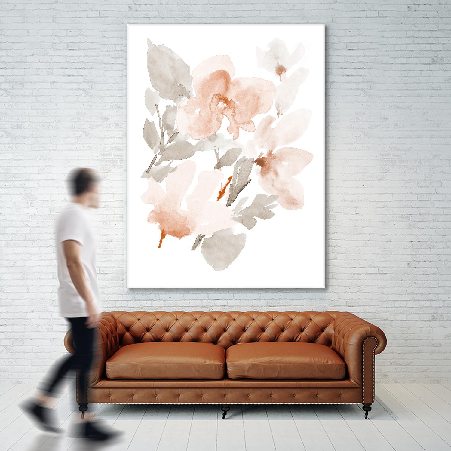 Peach Tranquil Florals II by Lanie Loreth on GIANT ART - peach floral