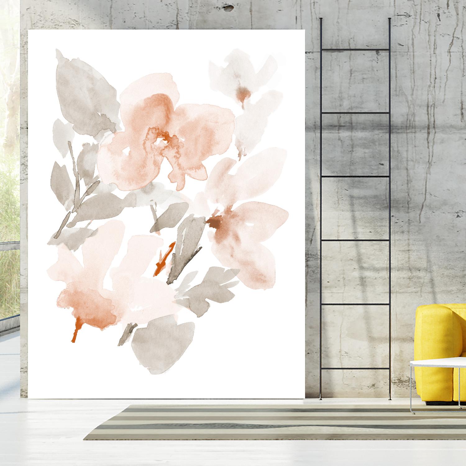 Peach Tranquil Florals II by Lanie Loreth on GIANT ART - peach floral