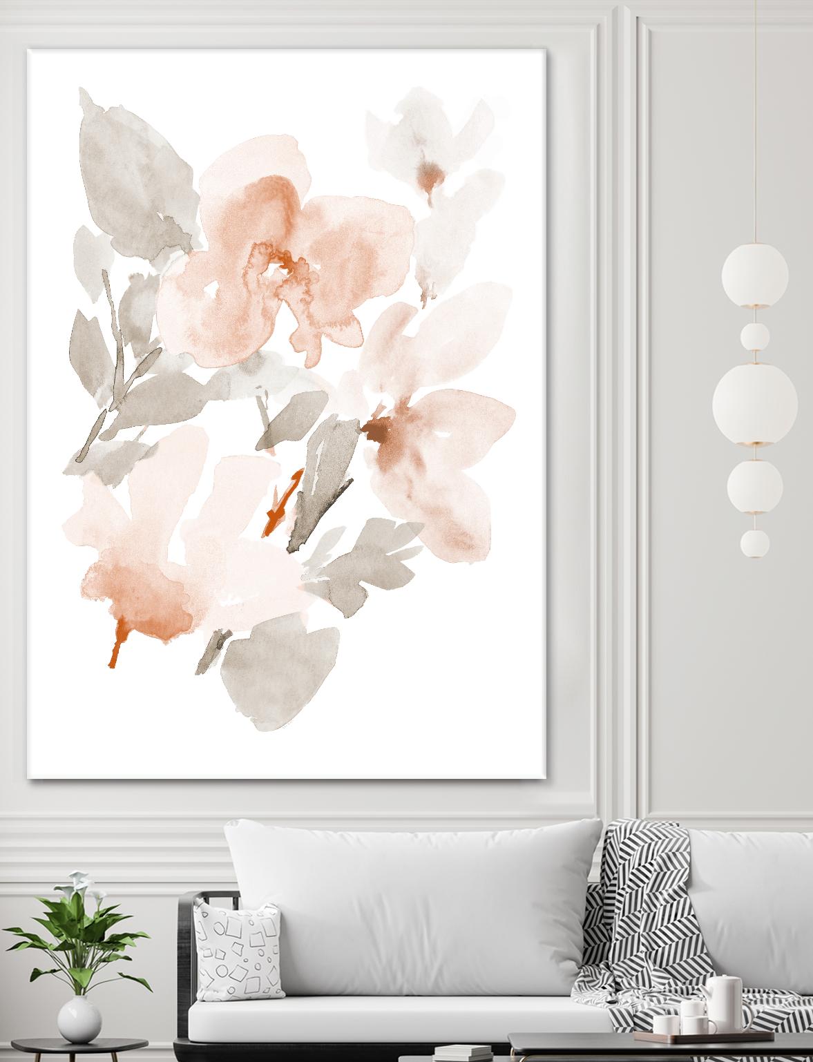 Peach Tranquil Florals II by Lanie Loreth on GIANT ART - peach floral
