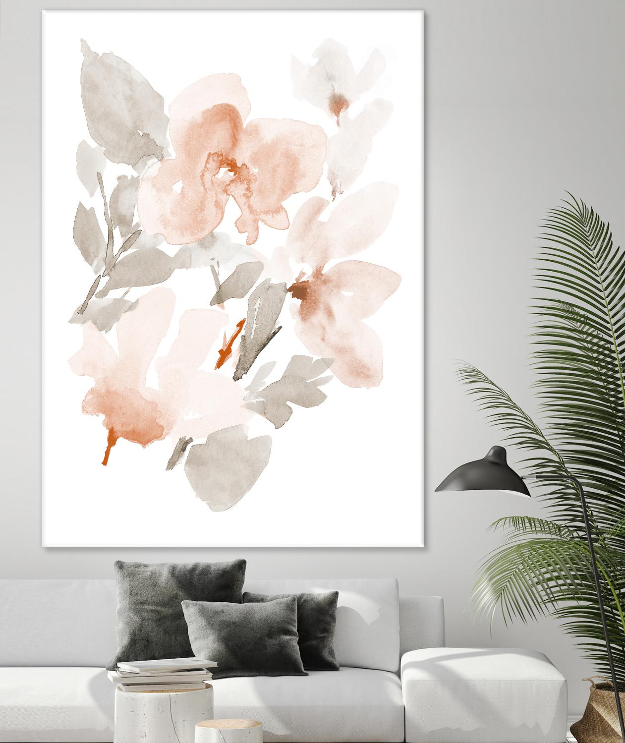 Peach Tranquil Florals II by Lanie Loreth on GIANT ART - peach floral