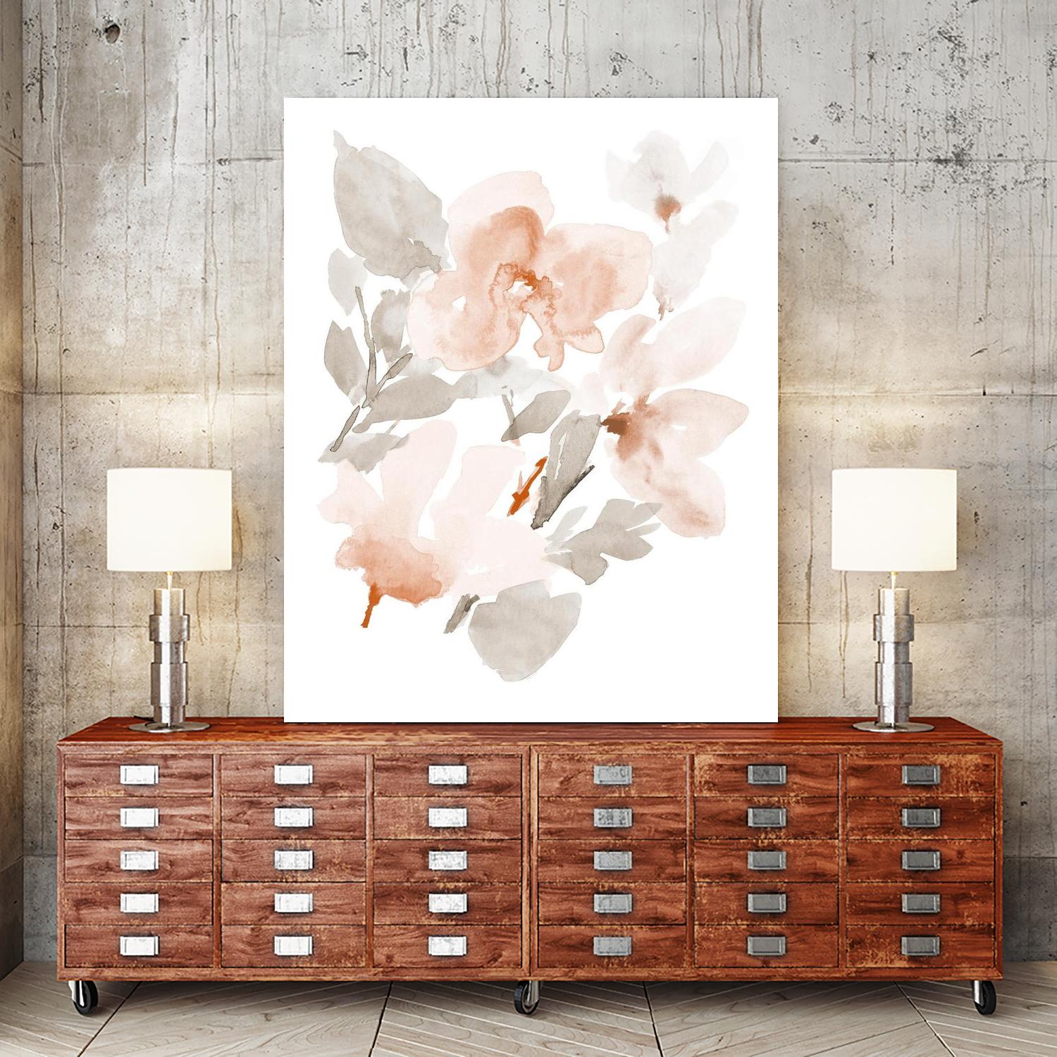 Peach Tranquil Florals II by Lanie Loreth on GIANT ART - peach floral