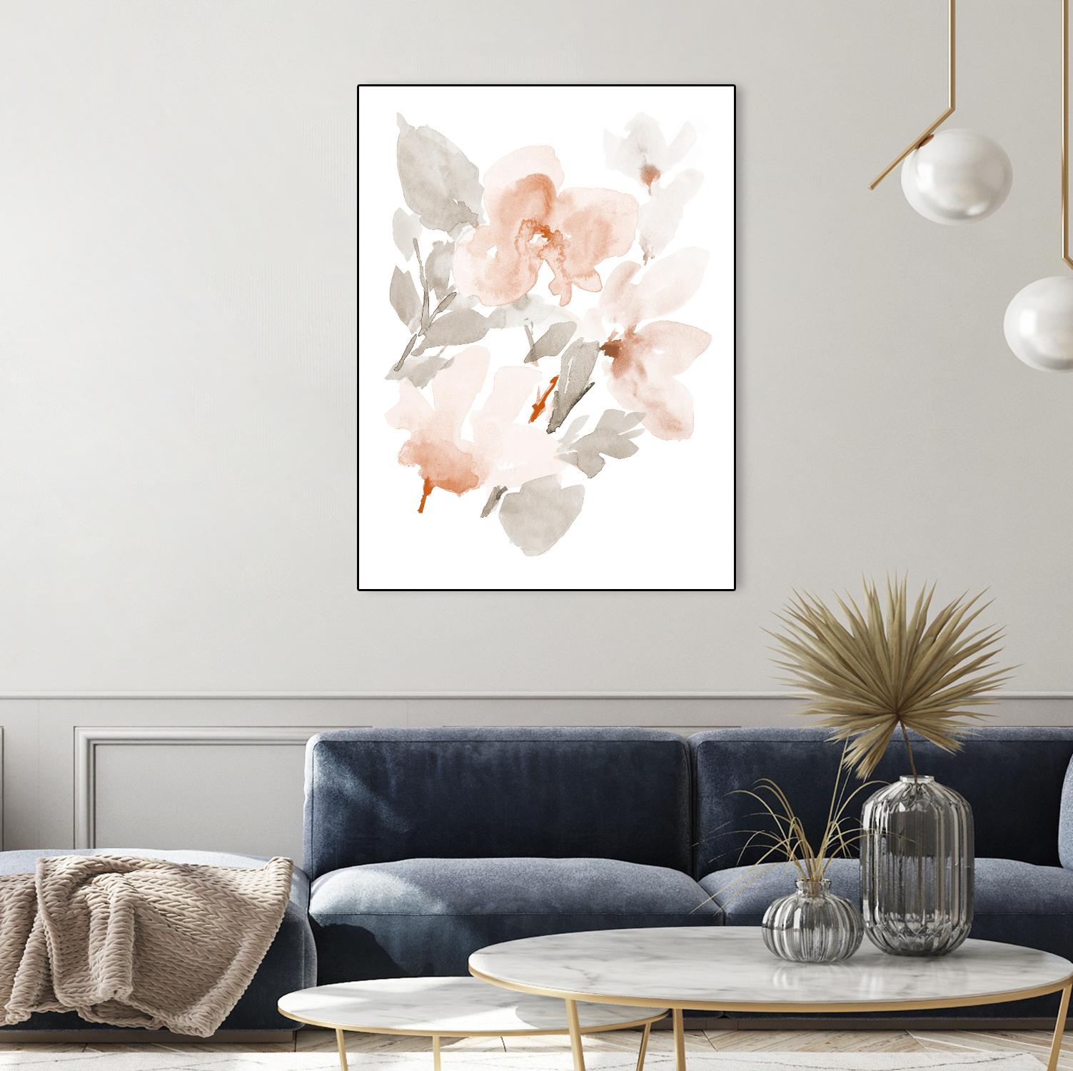 Peach Tranquil Florals II by Lanie Loreth on GIANT ART - peach floral