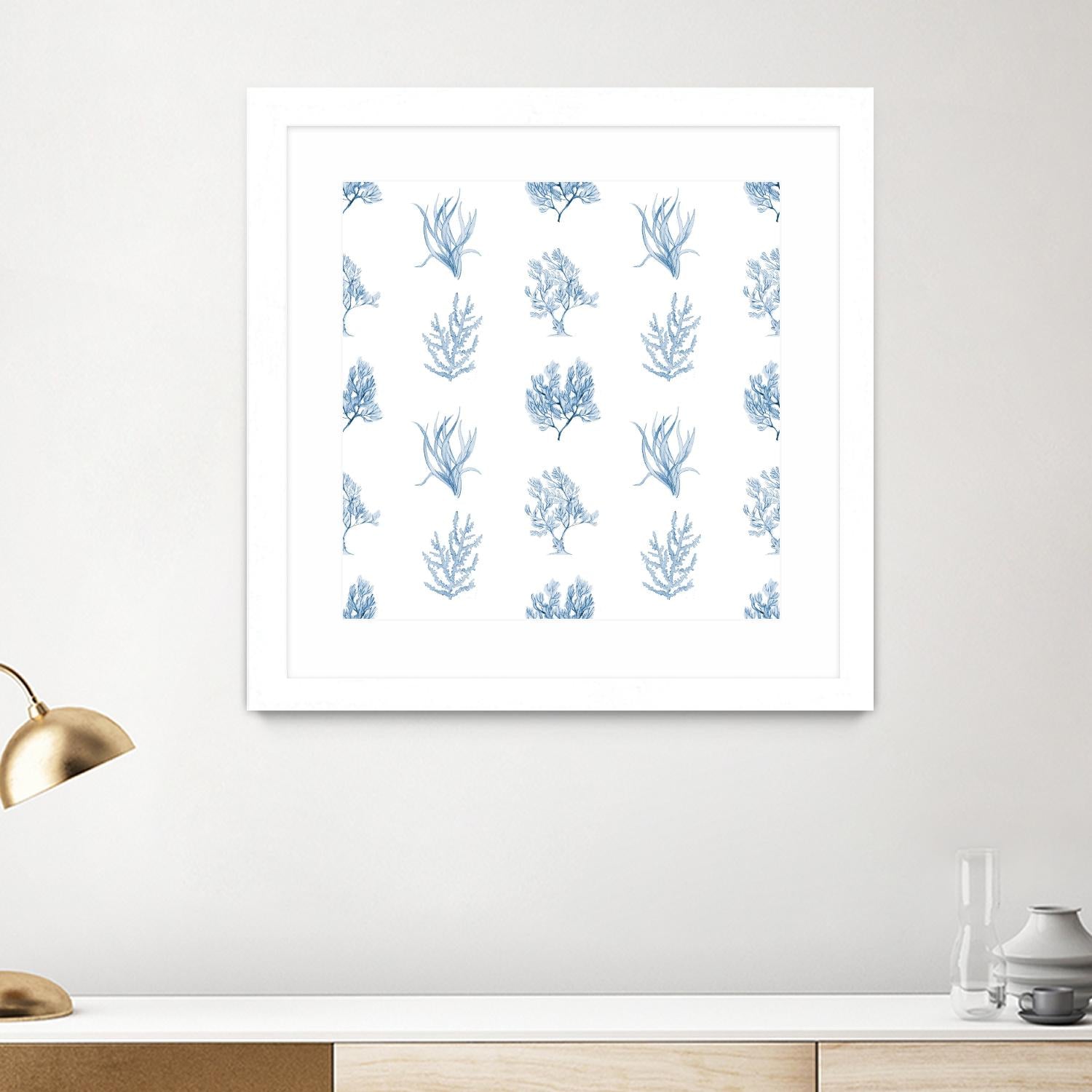 Blue Seagrass Pattern by Lanie Loreth on GIANT ART - coastal pattern