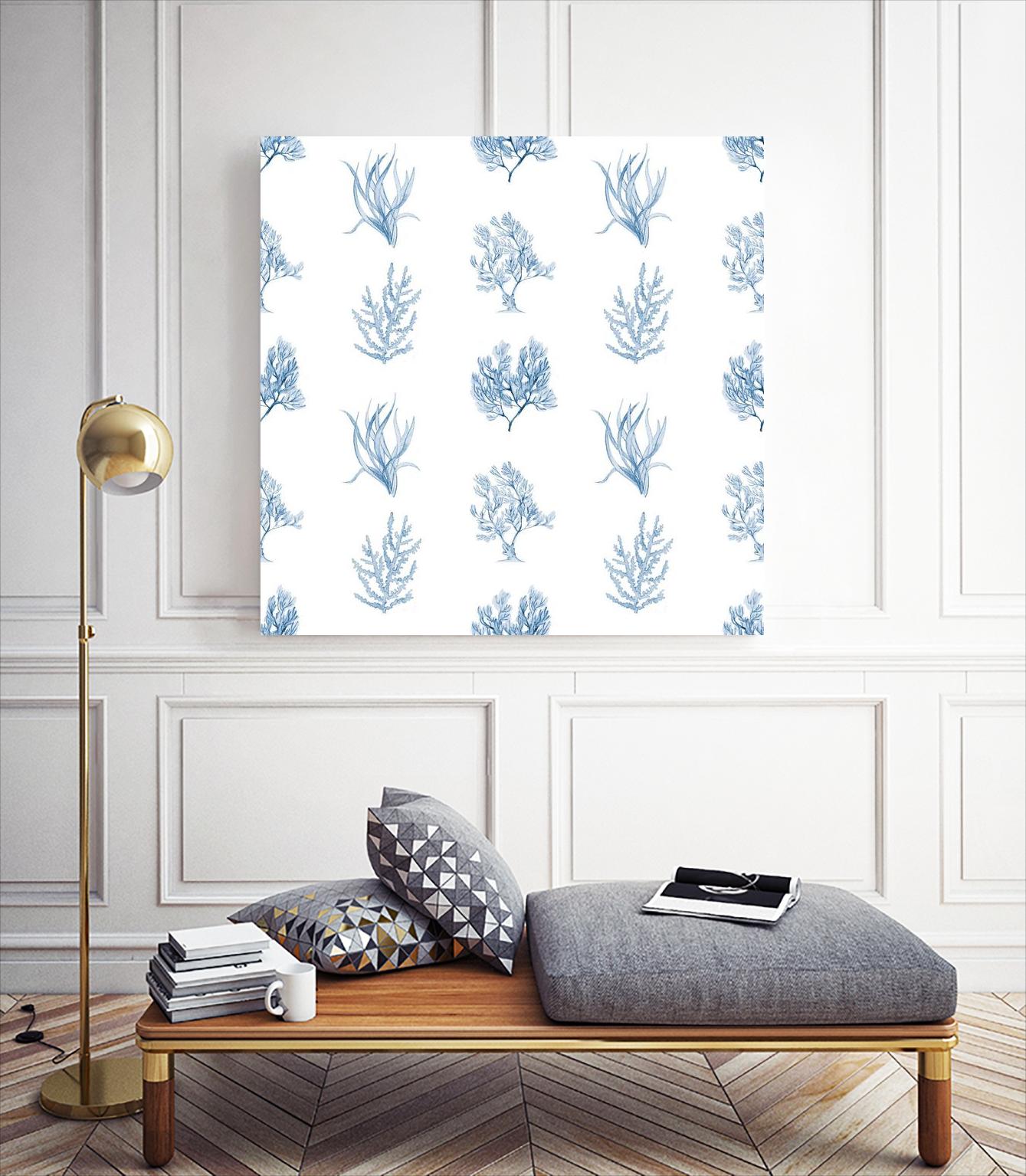 Blue Seagrass Pattern by Lanie Loreth on GIANT ART - coastal pattern