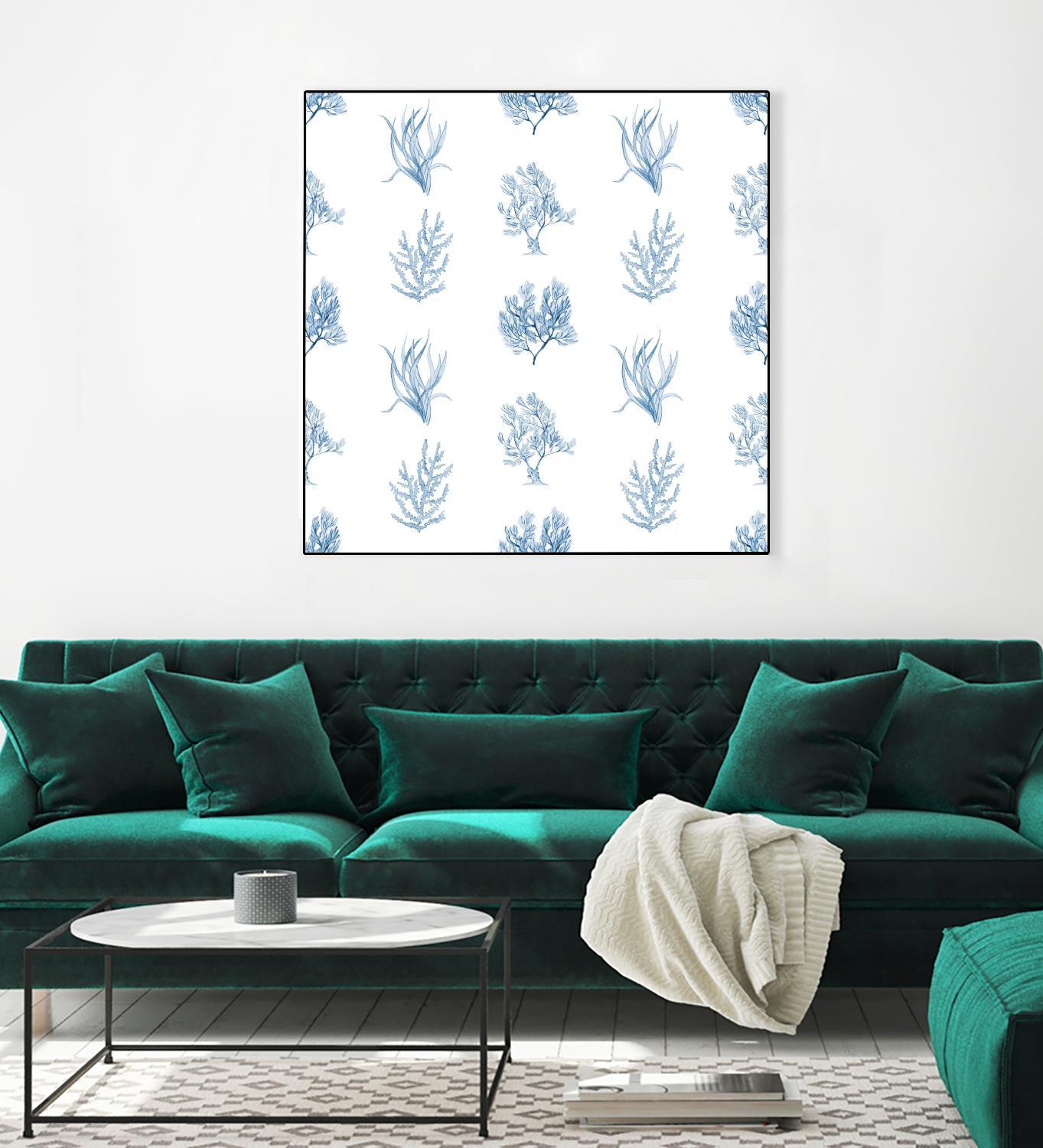 Blue Seagrass Pattern by Lanie Loreth on GIANT ART - coastal pattern