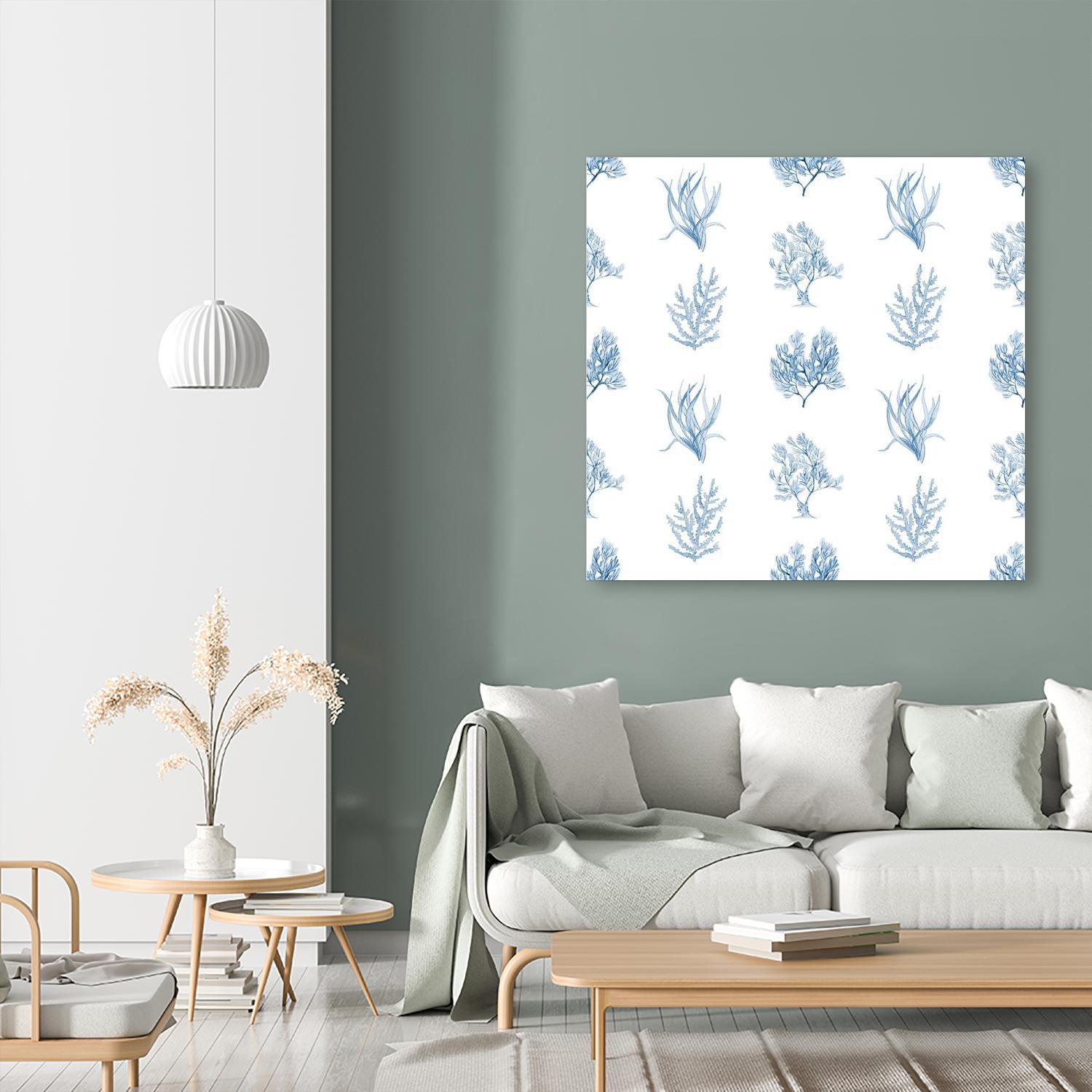 Blue Seagrass Pattern by Lanie Loreth on GIANT ART - coastal pattern