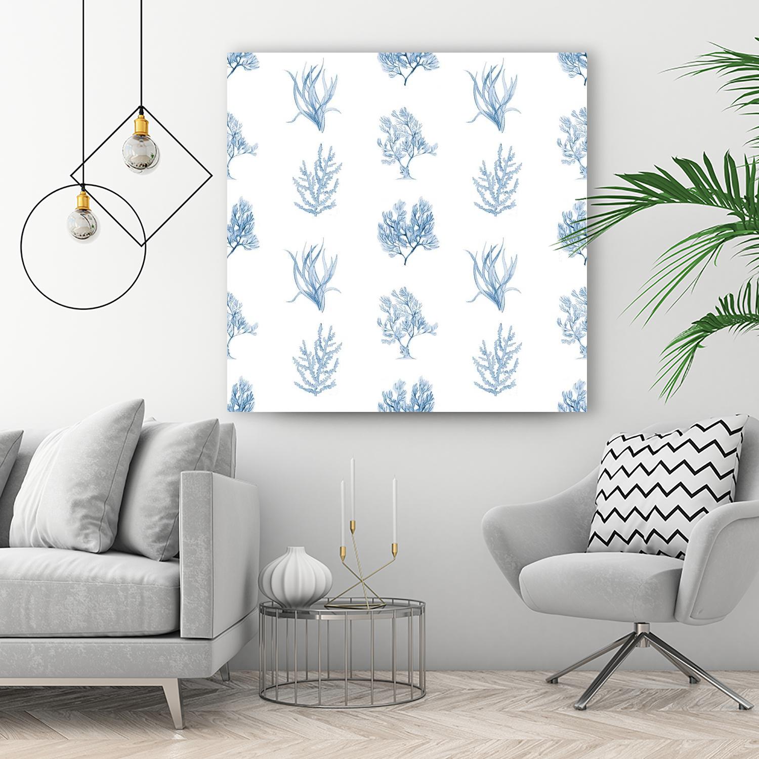 Blue Seagrass Pattern by Lanie Loreth on GIANT ART - coastal pattern