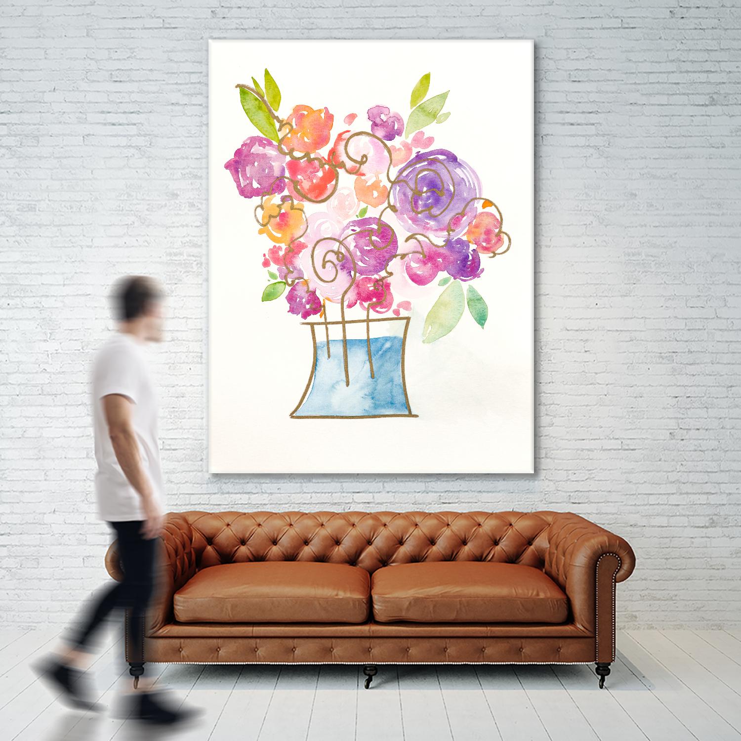 Pink and Purple Blooms II by Nola James on GIANT ART - pink floral