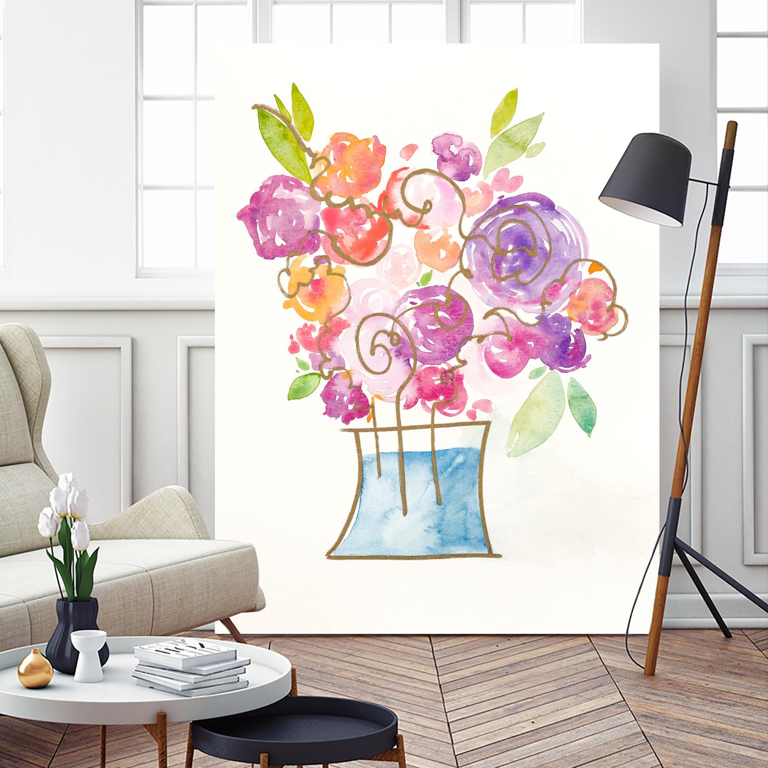 Pink and Purple Blooms II by Nola James on GIANT ART - pink floral