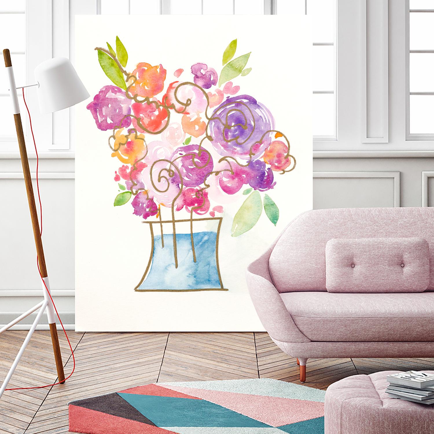 Pink and Purple Blooms II by Nola James on GIANT ART - pink floral