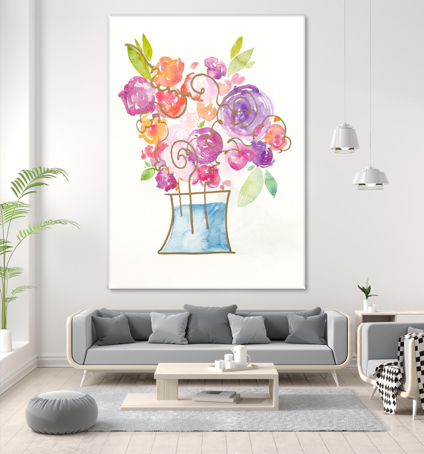 Pink and Purple Blooms II by Nola James on GIANT ART - pink floral
