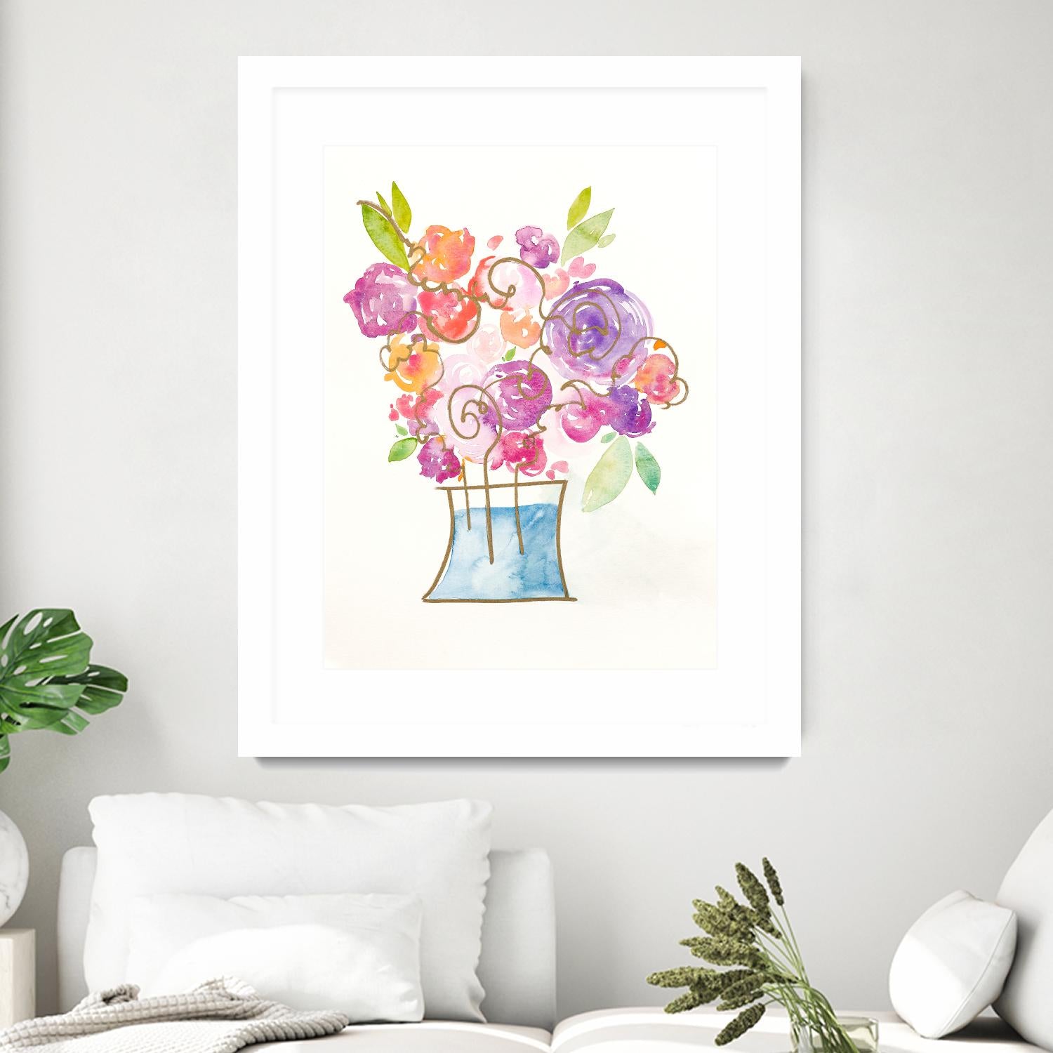 Pink and Purple Blooms II by Nola James on GIANT ART - pink floral