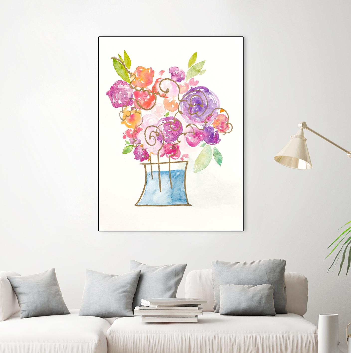Pink and Purple Blooms II by Nola James on GIANT ART - pink floral