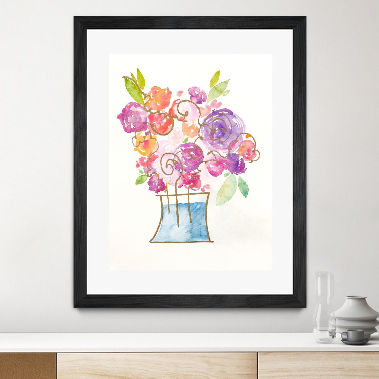 Pink and Purple Blooms II by Nola James on GIANT ART - pink floral