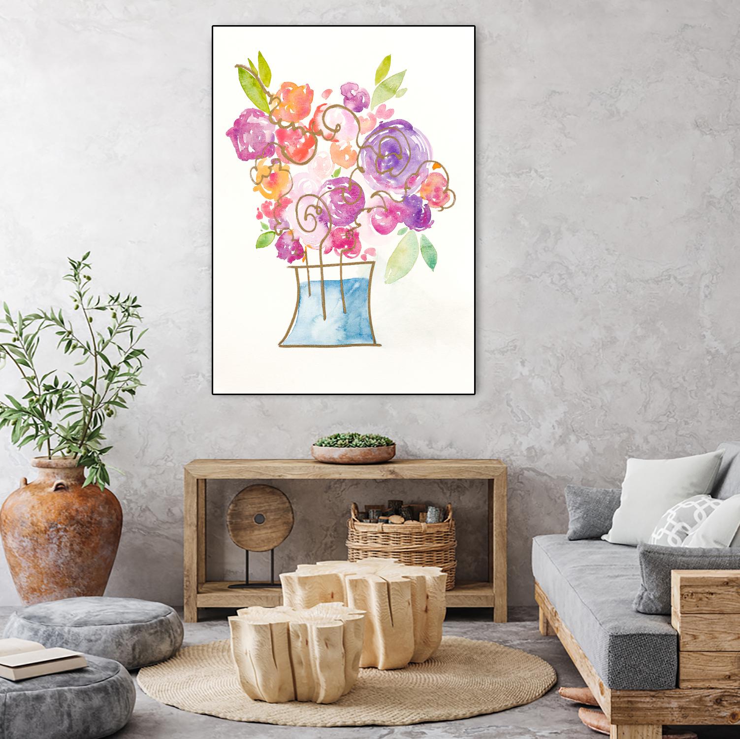 Pink and Purple Blooms II by Nola James on GIANT ART - pink floral