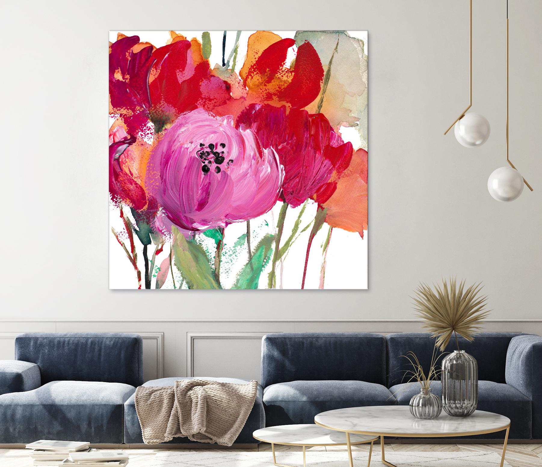 Red and Pink Flower Garden by Lanie Loreth on GIANT ART - red floral