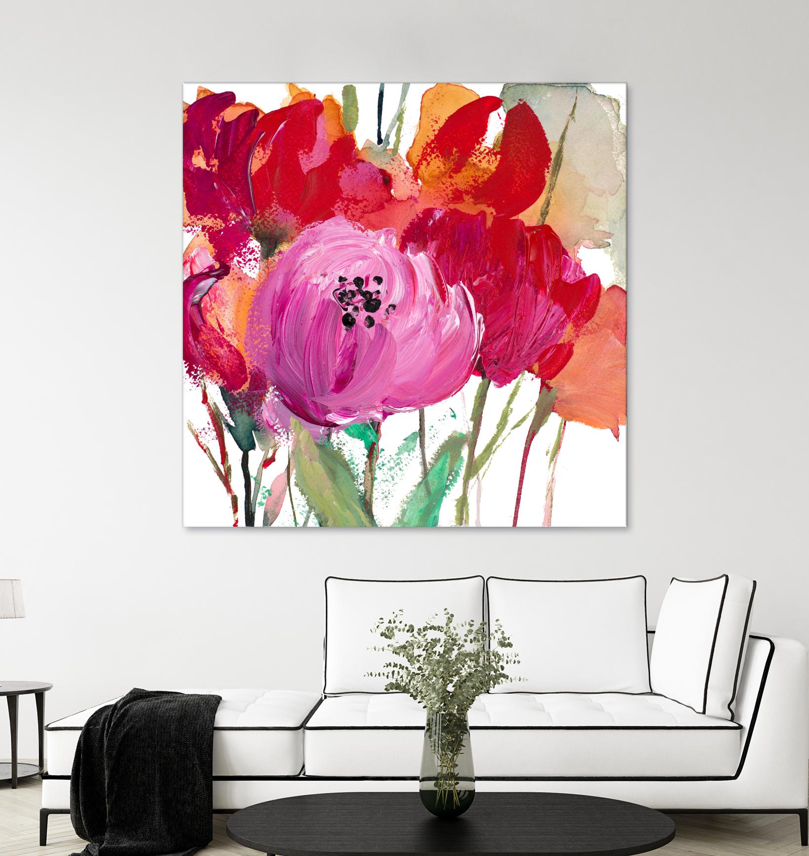Red and Pink Flower Garden by Lanie Loreth on GIANT ART - red floral