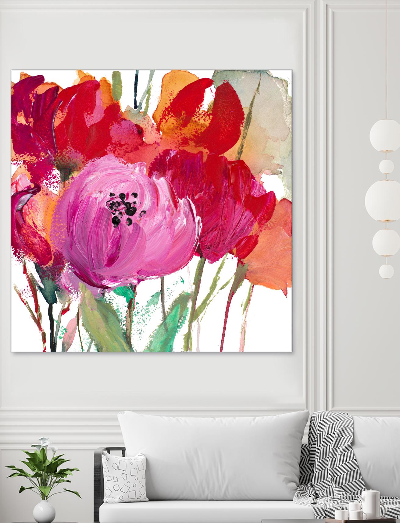 Red and Pink Flower Garden by Lanie Loreth on GIANT ART - red floral