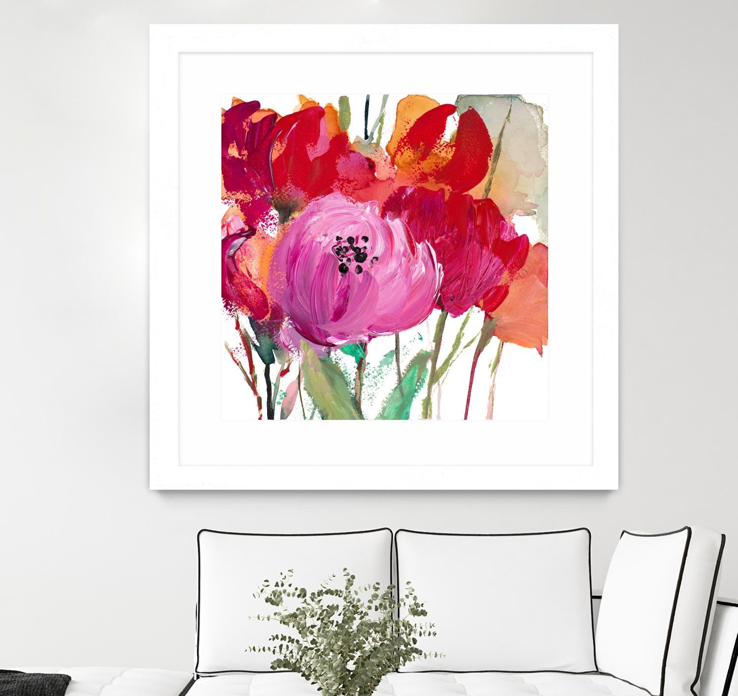 Red and Pink Flower Garden by Lanie Loreth on GIANT ART - red floral
