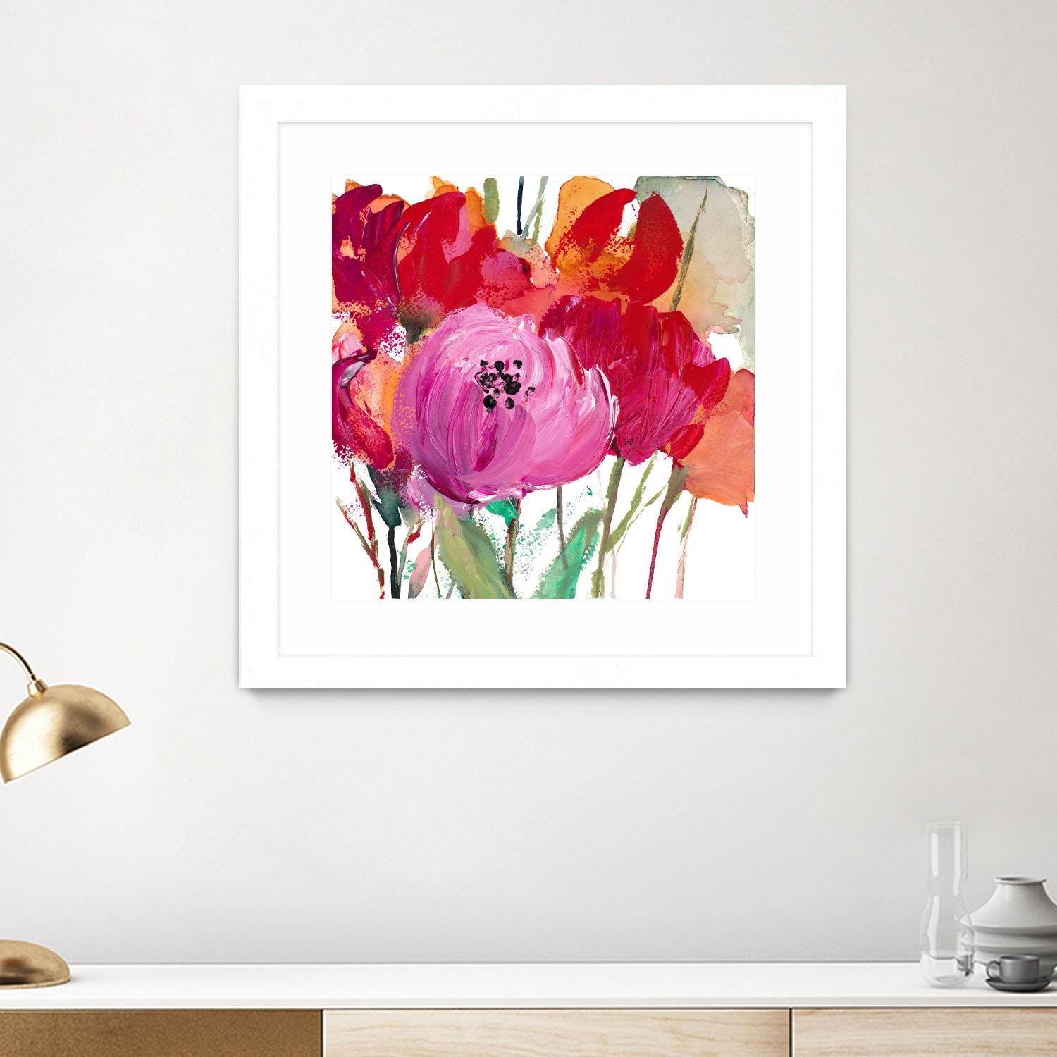 Red and Pink Flower Garden by Lanie Loreth on GIANT ART - red floral