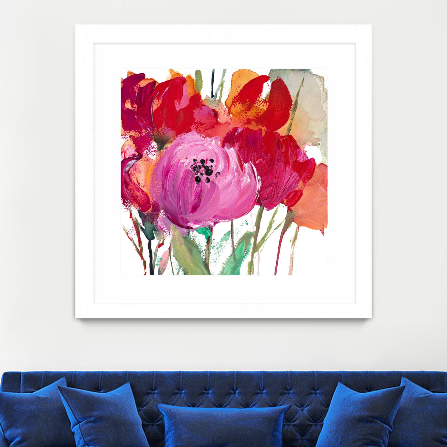 Red and Pink Flower Garden by Lanie Loreth on GIANT ART - red floral