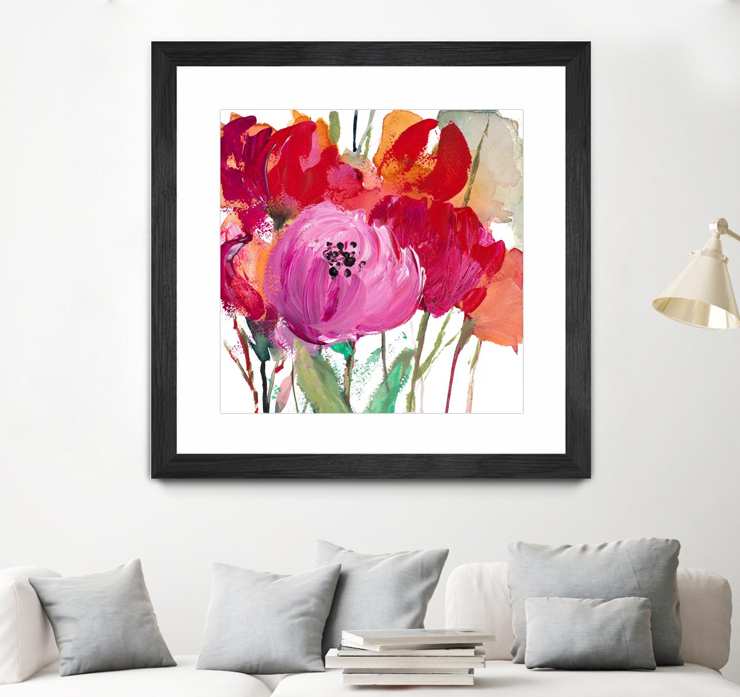 Red and Pink Flower Garden by Lanie Loreth on GIANT ART - red floral