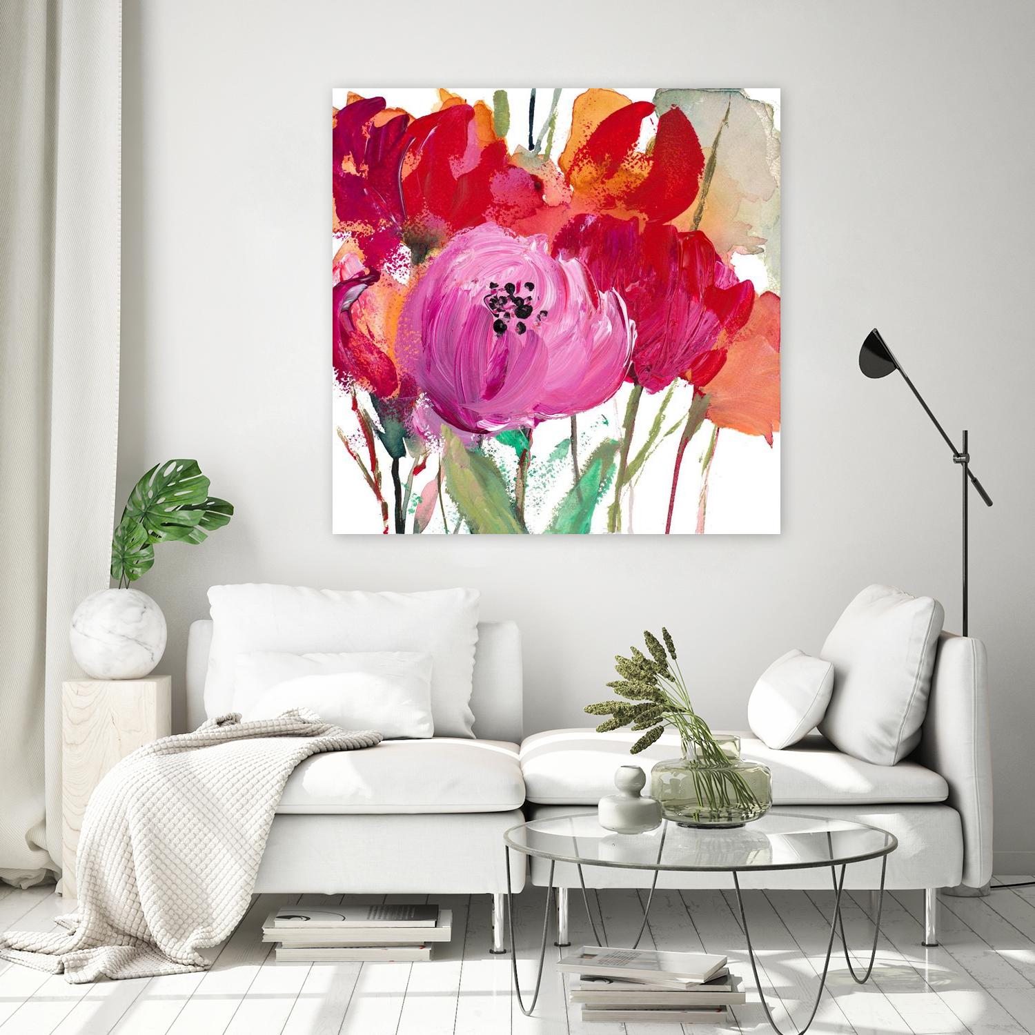 Red and Pink Flower Garden by Lanie Loreth on GIANT ART - red floral