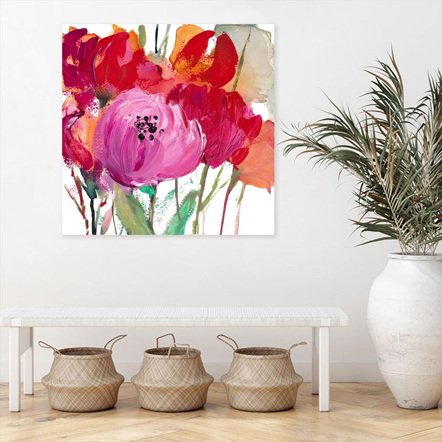 Red and Pink Flower Garden by Lanie Loreth on GIANT ART - red floral