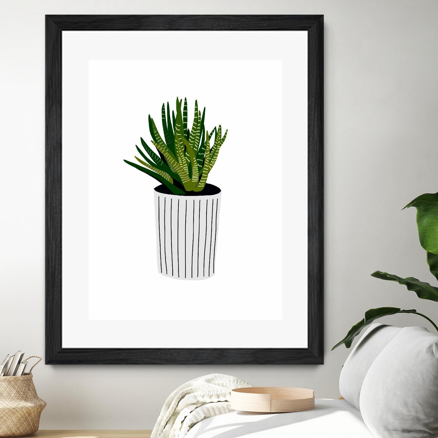 Modern Cactus Stripe Pot by Jen Bucheli on GIANT ART - floral