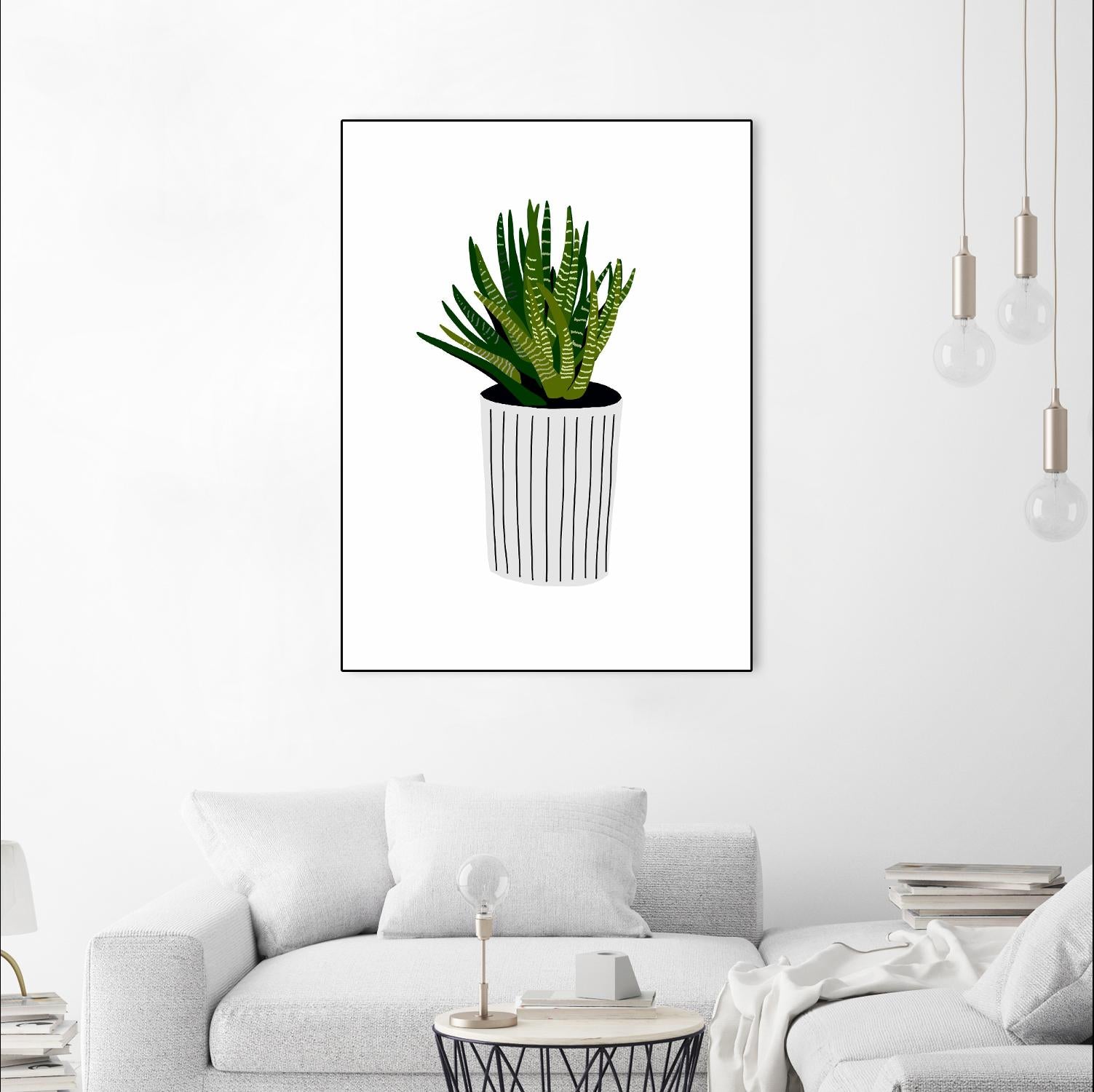 Modern Cactus Stripe Pot by Jen Bucheli on GIANT ART - floral