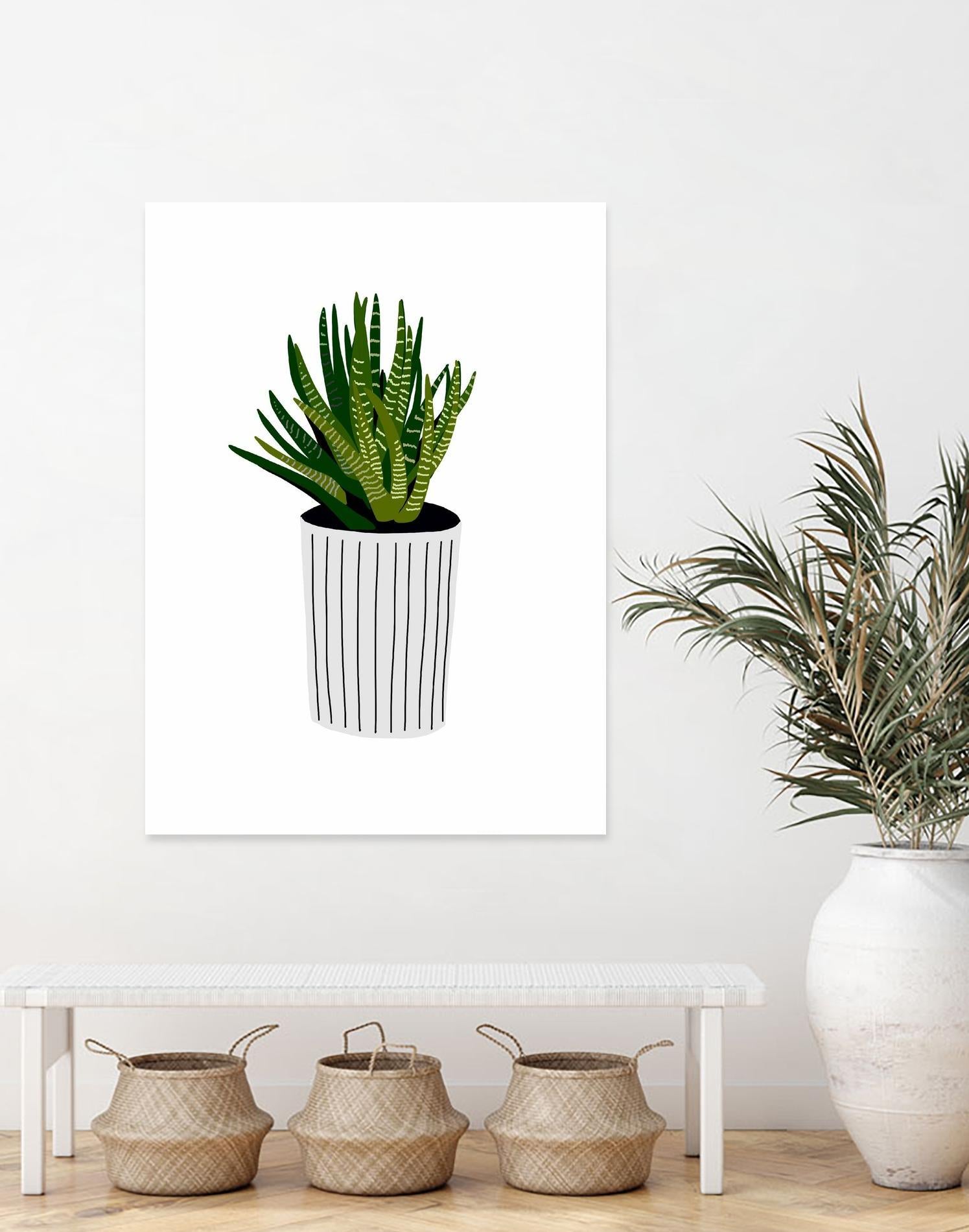 Modern Cactus Stripe Pot by Jen Bucheli on GIANT ART - floral