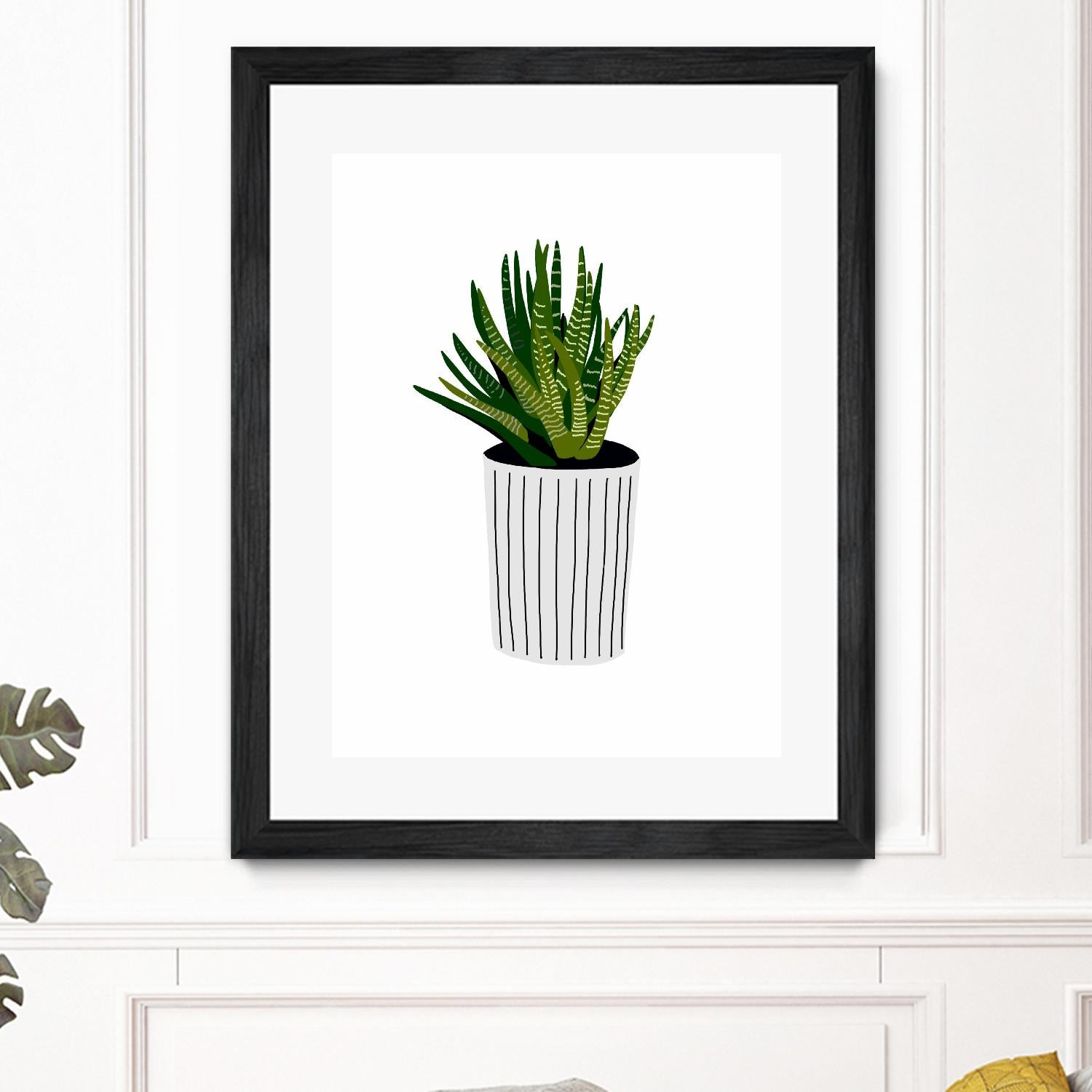 Modern Cactus Stripe Pot by Jen Bucheli on GIANT ART - floral