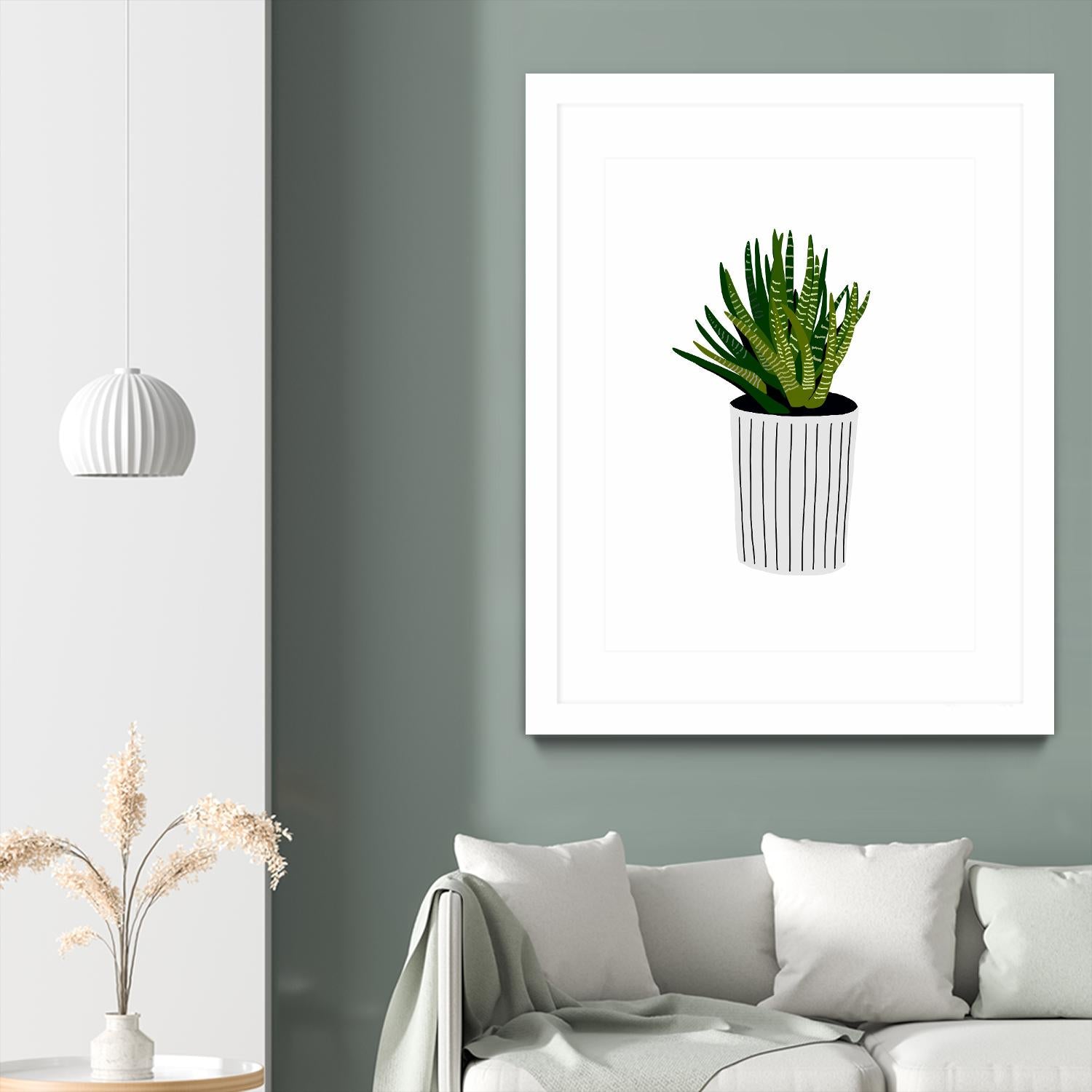 Modern Cactus Stripe Pot by Jen Bucheli on GIANT ART - floral