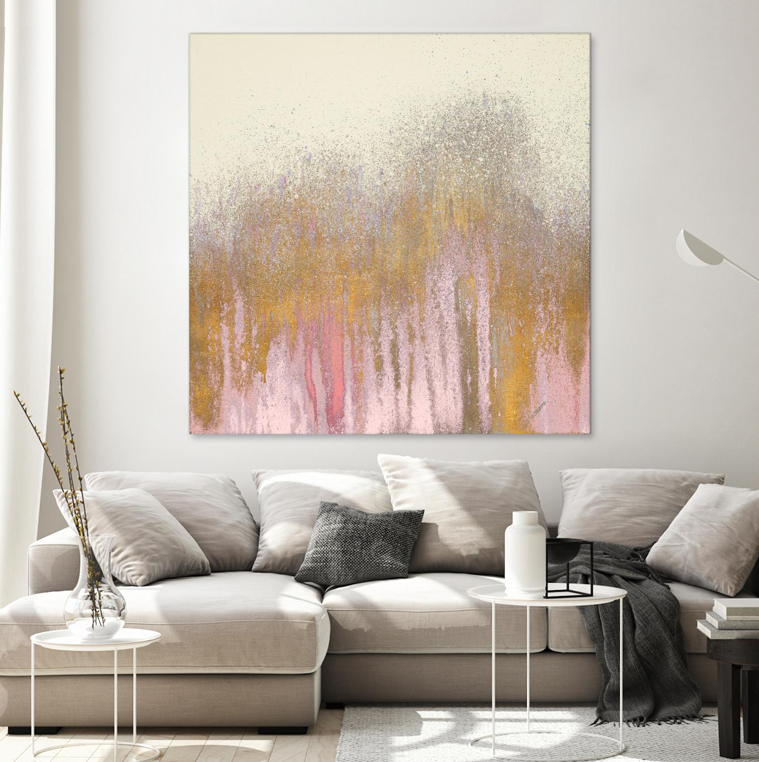 Pink Woods with Gold by Roberto Gonzalez on GIANT ART - pink,gold abstract