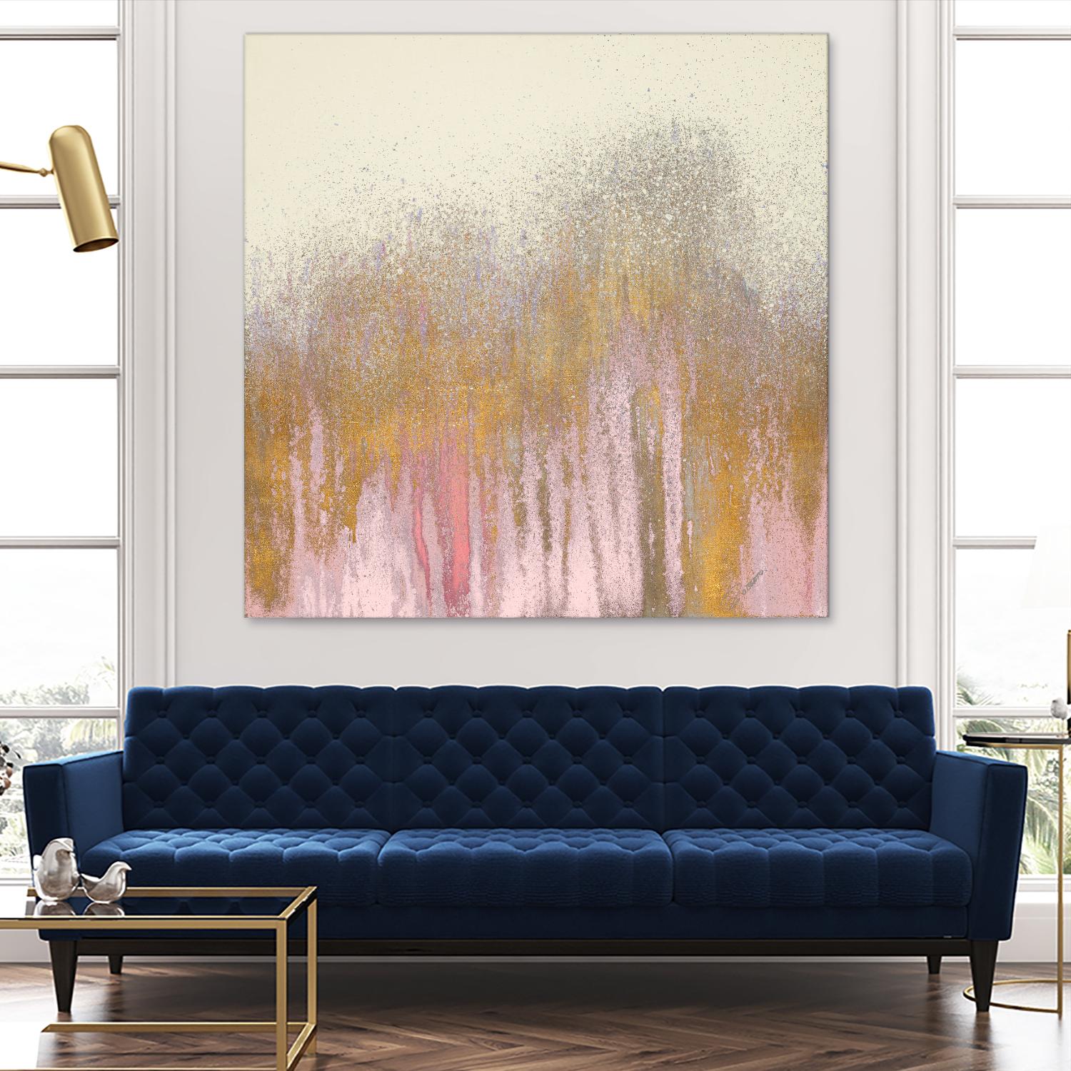 Pink Woods with Gold by Roberto Gonzalez on GIANT ART - pink,gold abstract