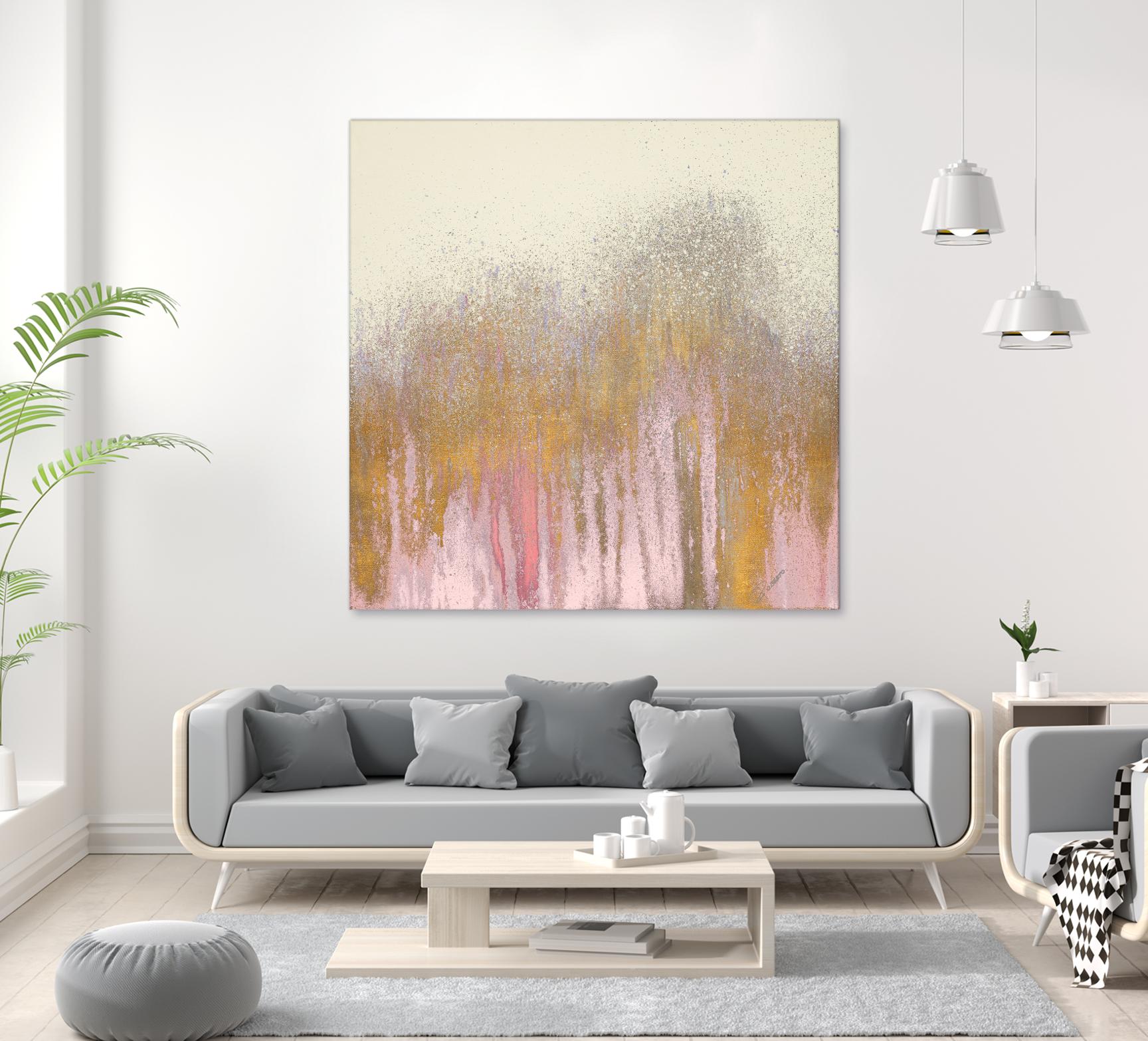 Pink Woods with Gold by Roberto Gonzalez on GIANT ART - pink,gold abstract