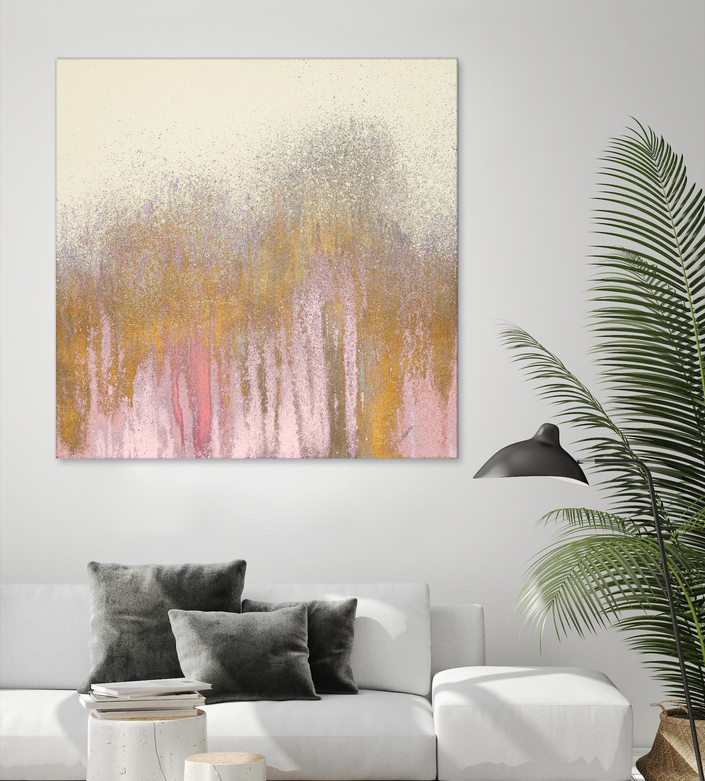 Pink Woods with Gold by Roberto Gonzalez on GIANT ART - pink,gold abstract