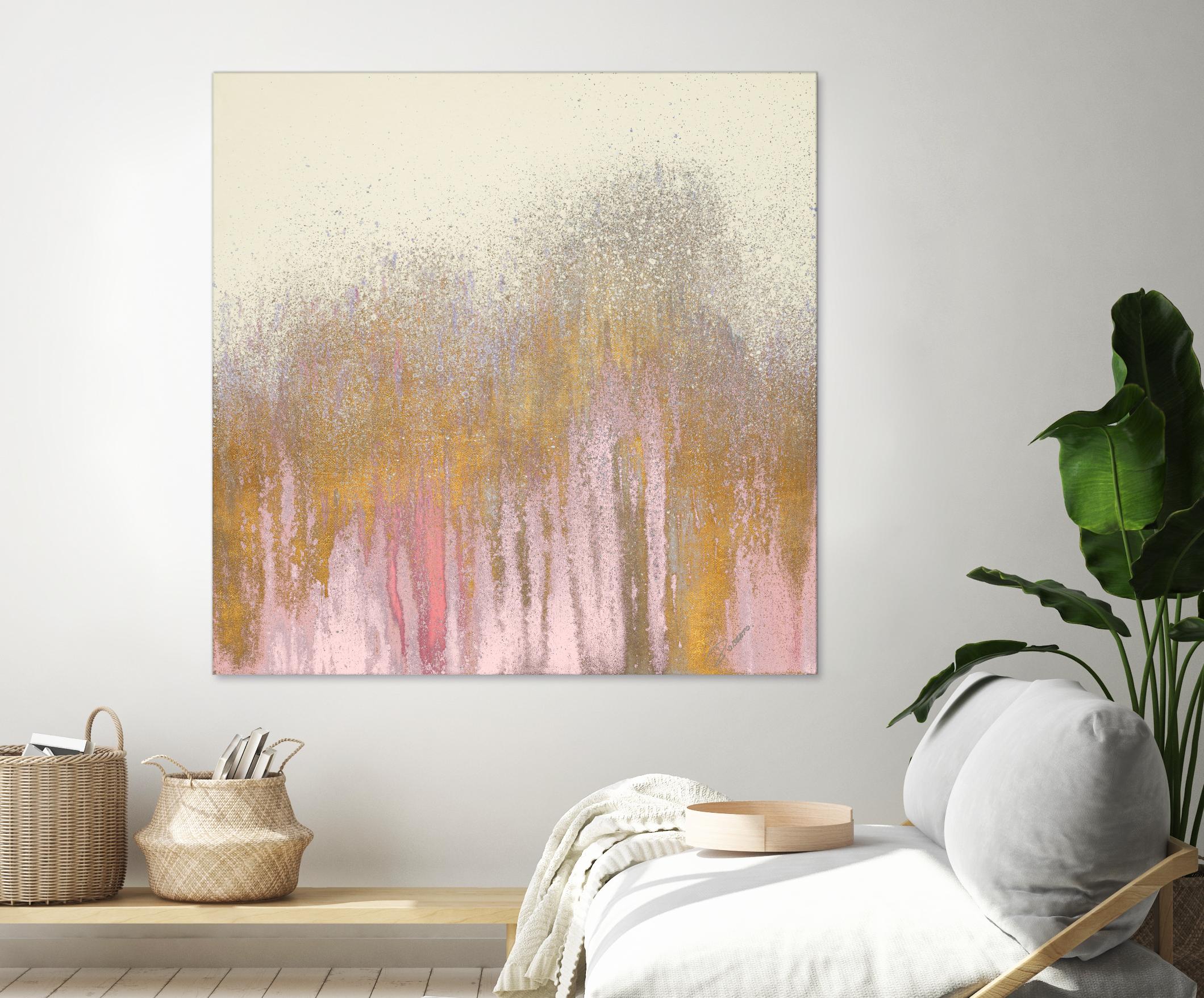 Pink Woods with Gold by Roberto Gonzalez on GIANT ART - pink,gold abstract