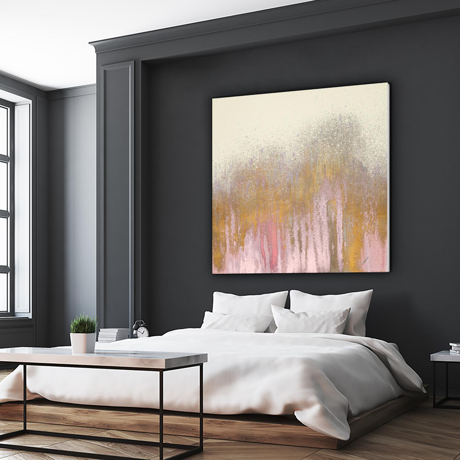 Pink Woods with Gold by Roberto Gonzalez on GIANT ART - pink,gold abstract