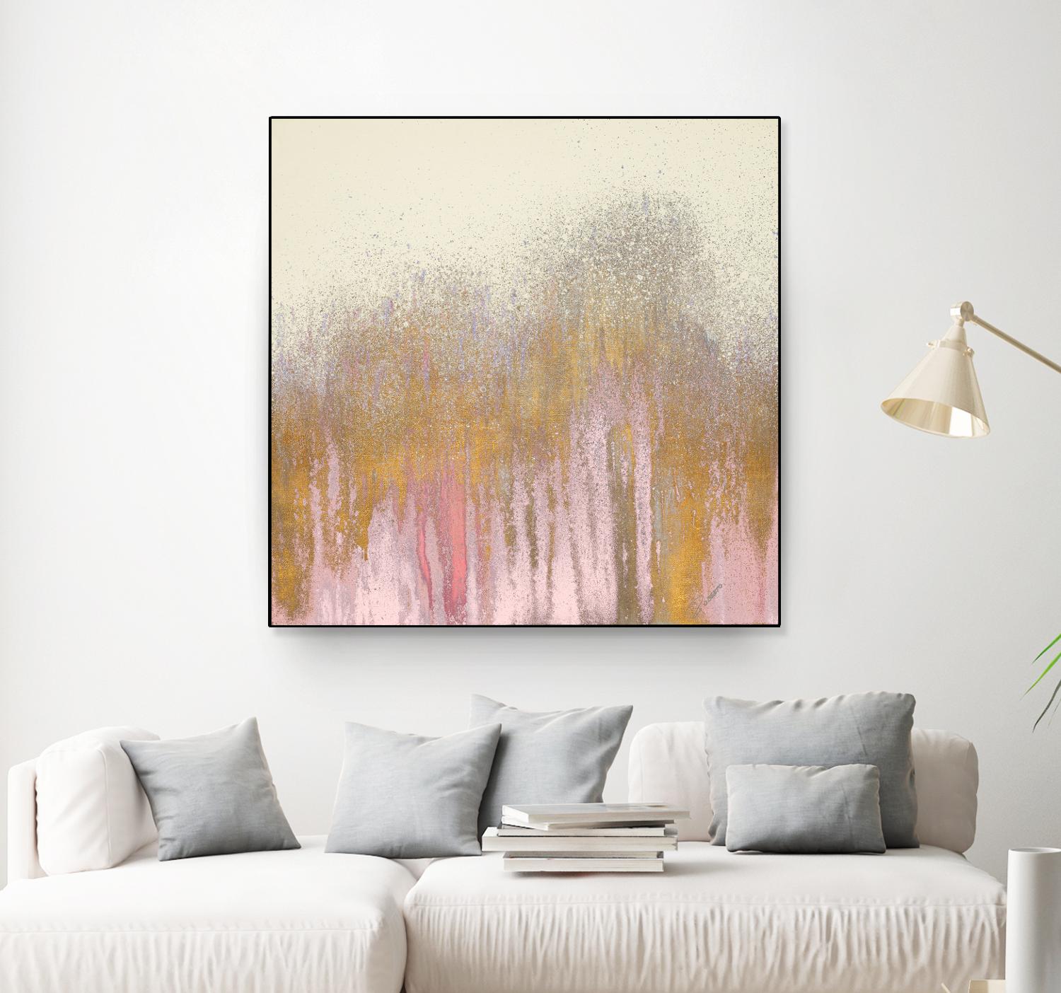 Pink Woods with Gold by Roberto Gonzalez on GIANT ART - pink,gold abstract