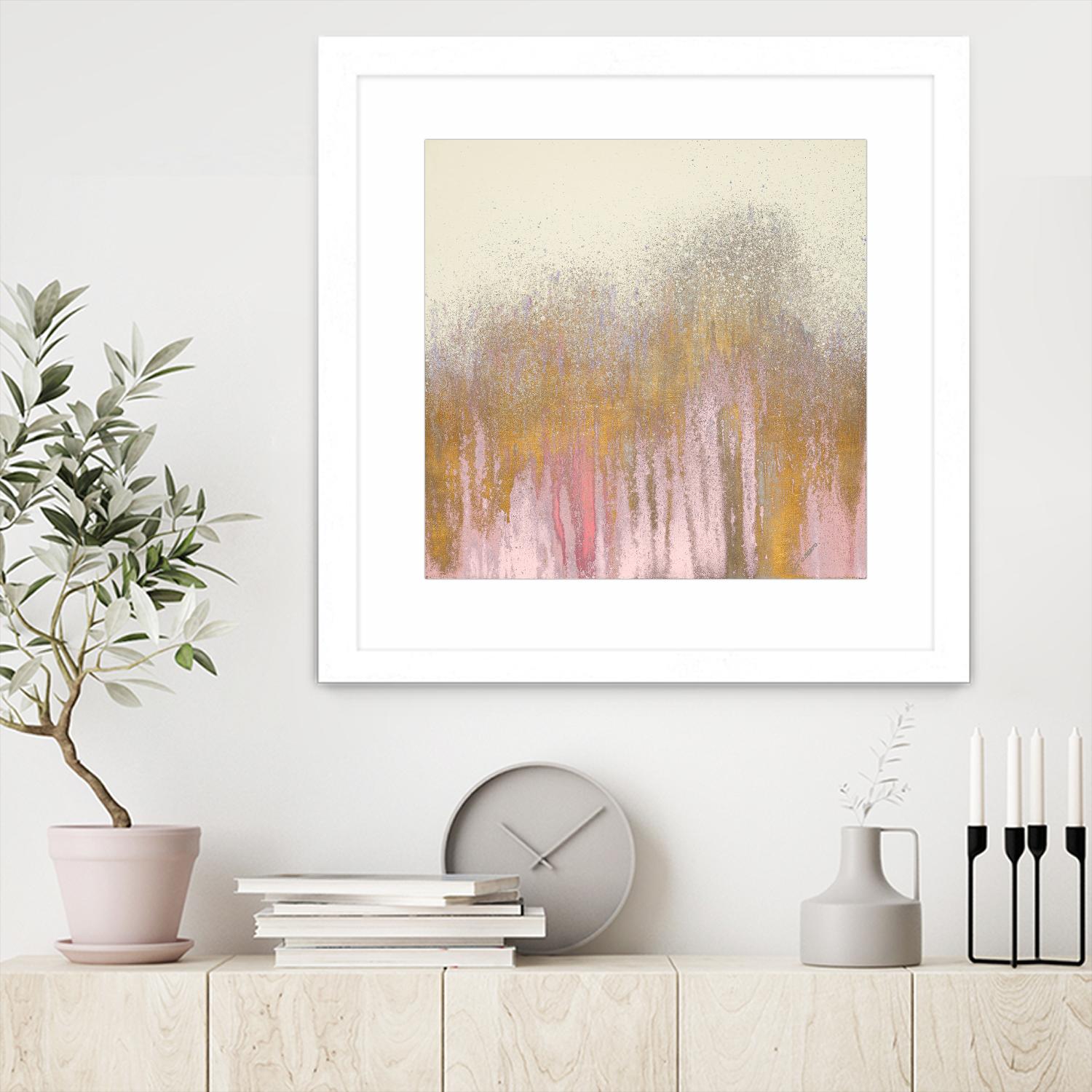 Pink Woods with Gold by Roberto Gonzalez on GIANT ART - pink,gold abstract
