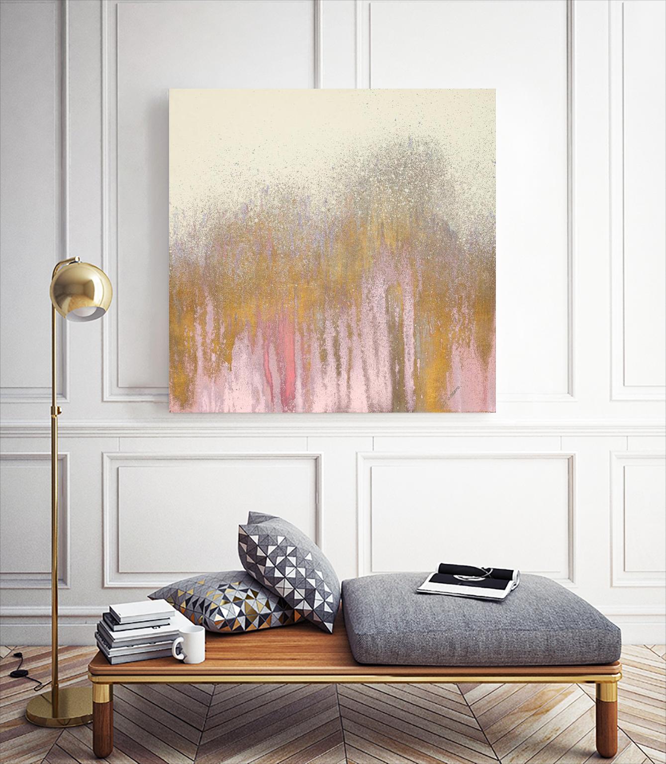 Pink Woods with Gold by Roberto Gonzalez on GIANT ART - pink,gold abstract