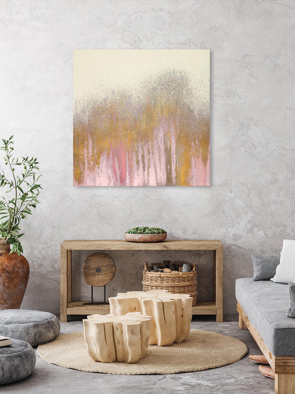 Pink Woods with Gold by Roberto Gonzalez on GIANT ART - pink,gold abstract