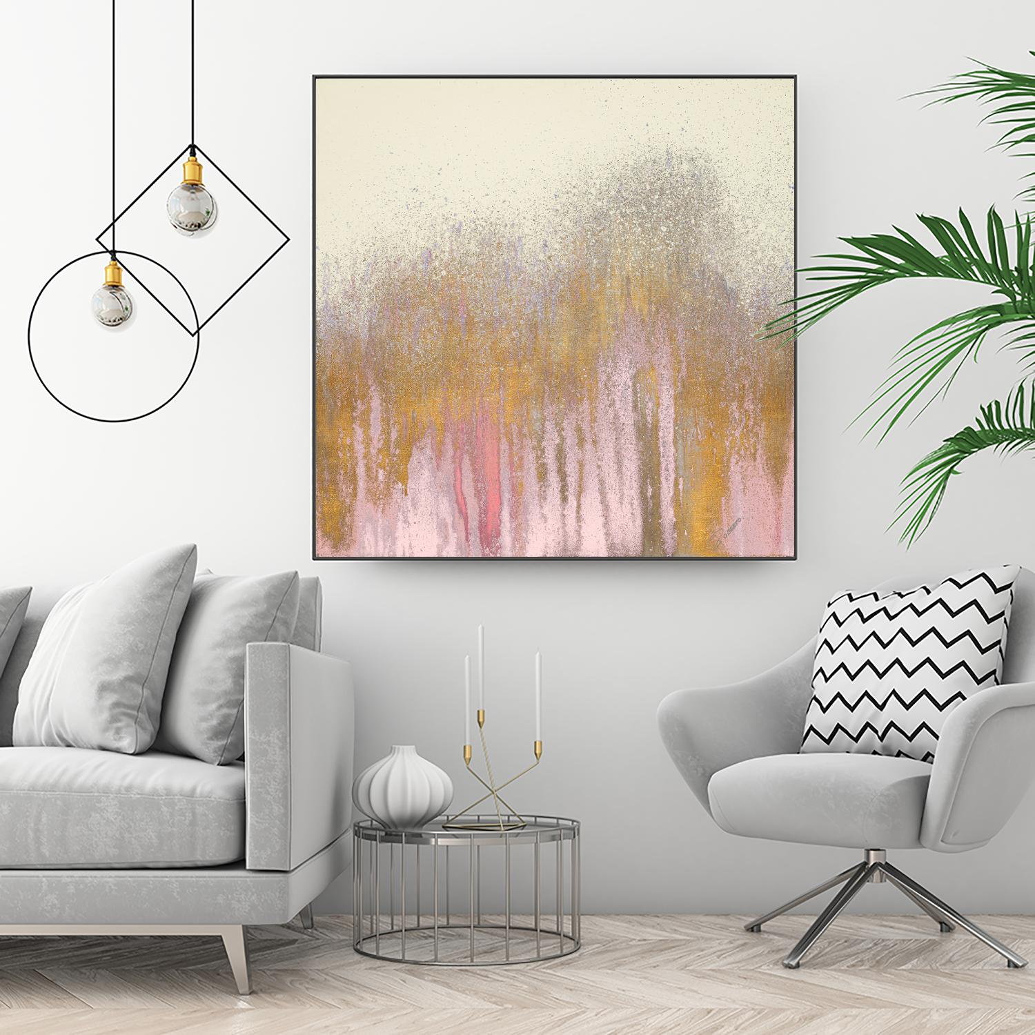 Pink Woods with Gold by Roberto Gonzalez on GIANT ART - pink,gold abstract