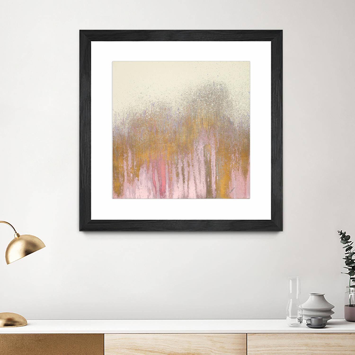 Pink Woods with Gold by Roberto Gonzalez on GIANT ART - pink,gold abstract