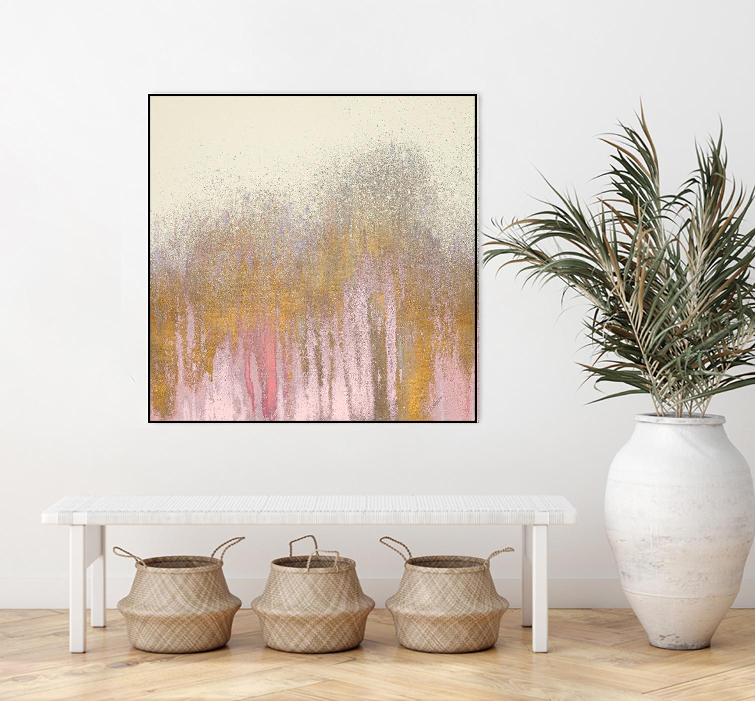 Pink Woods with Gold by Roberto Gonzalez on GIANT ART - pink,gold abstract