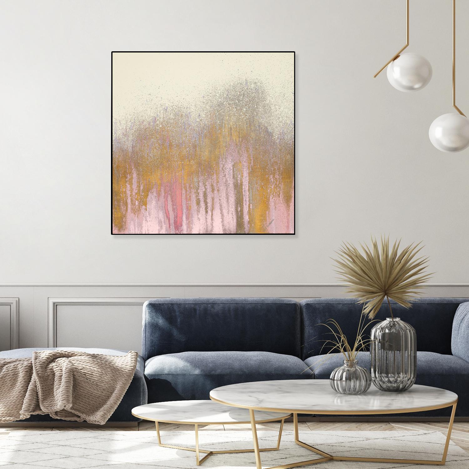 Pink Woods with Gold by Roberto Gonzalez on GIANT ART - pink,gold abstract